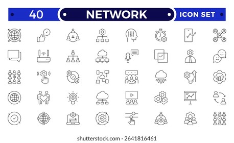 Network and People Outline icon set. Containing group, family, human, team, community, friends, population and more.
