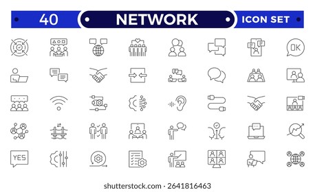 Network and People Outline icon set. Containing group, family, human, team, community, friends, population and more.
