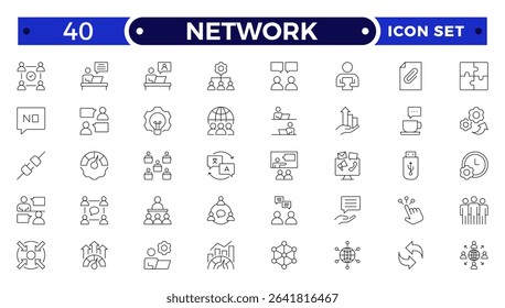 Network and People Outline icon set. Containing group, family, human, team, community, friends, population and more.
