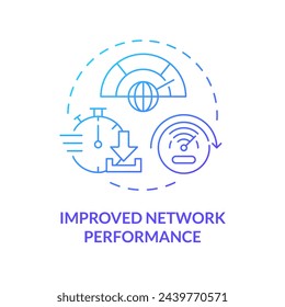 Network performance blue gradient concept icon. Internet connection monitoring. Log analyzing, process improvement. Round shape line illustration. Abstract idea. Graphic design. Easy to use