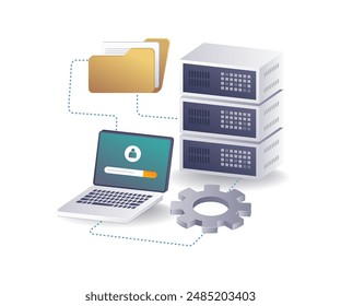 Network of Personal Data Servers flat isometric illustration