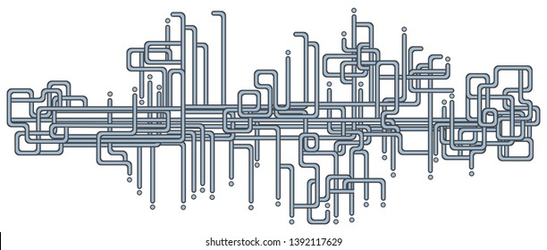 Network with pipelines. Conceptual illustration of staying connected, people connected on social media or social network. Great as an abstract background as well, easy to change the colors.