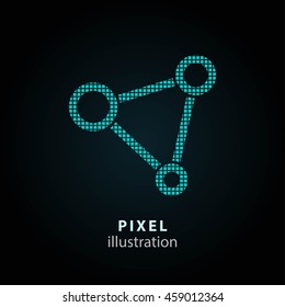 Network - pixel icon. Vector Illustration. Design logo element. Isolated on black background. It is easy to change to any color.