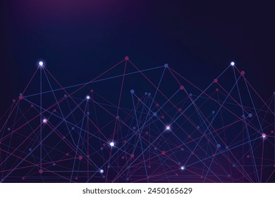 Network plexus and technology abstract background with connecting dots and lines. Global network connection