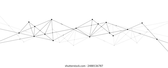 Líneas y puntos de conexión poligonales de red en la Plantilla de fondo blanco. Vector de gráfico del sistema global del servidor de transferencia de datos de Tecnología.	
