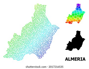 Network polygonal and solid map of Almeria Province. Vector structure is created from map of Almeria Province with red stars. Abstract lines and stars form map of Almeria Province.