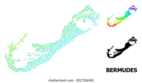 Mapa poligonal y sólido de la red de las Islas Bermudas. El modelo vectorial se crea a partir del mapa de las Islas Bermudas con estrellas rojas. Las líneas abstractas y las estrellas se combinan en el mapa de las Islas Bermudas.