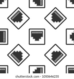 Network port - cable socket icon seamless pattern on white background. LAN port icon. Ethernet simple icon. Local area connector icon. Flat design. Vector Illustration