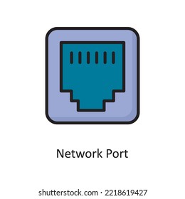 Netzwerk-Port-Vektorgrafik ausgefüllt Outline-Icon Design-Illustration. Cloud-Computing-Symbol auf weißem Hintergrund - EPS10-Datei