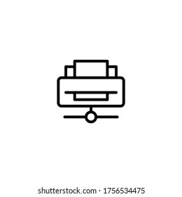 Network Printer Icons in black line style icon, style isolated on white background