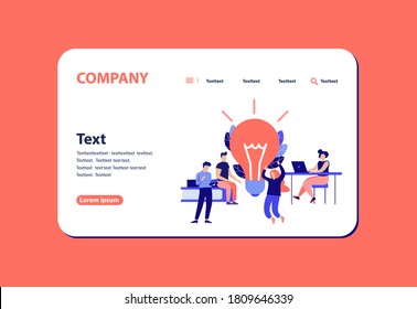 Network promotion concept. Search for new ideological solutions, teamwork, brainstorming, the concept of creativity, imagination, innovation. Vector flat style illustration for landing page