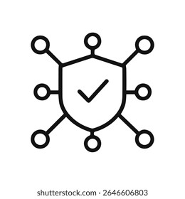 Network protected by security shield. Icon Symbol Illustration