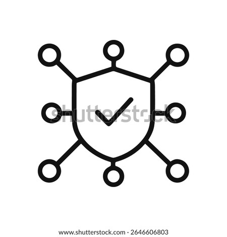 Network protected by security shield. Icon Symbol Illustration