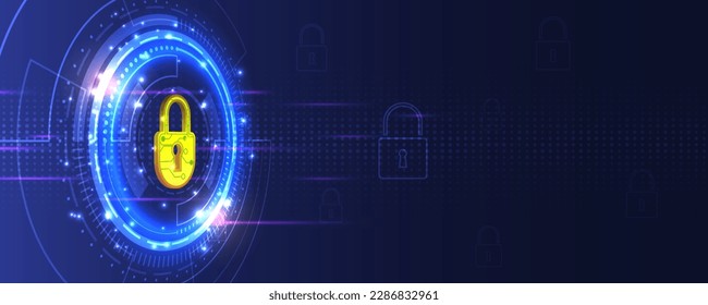 Network protection concept on abstract technology background. Protection data security concept. Cybersecurity digital Protection system innovation concept.