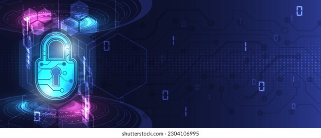 Network protection concept on abstract technology background. Protection data security concept. Cybersecurity digital Protection system innovation concept.