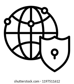 Network protection with globe and protection symbol 