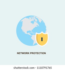Network Protection icon, flat design style