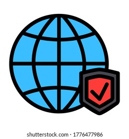 Network protection icon vector illustration in filled line style for any projects, use for website mobile app presentation