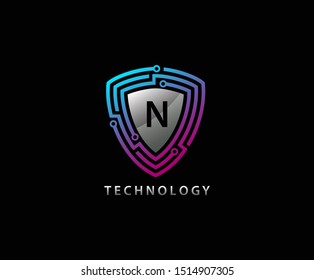 Network Protection Letter N Logo Icon