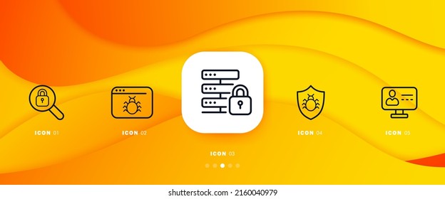 Network protection line icon. Password, protection, virus, internet, hacker, locked data. Antivirus concept. Infographic timeline with icons and 5 steps. Vector line icon for Business and Advertising