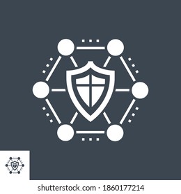 Network Protection Related Vector Glyph Icon. Isolated on Black Background. Vector Illustration.