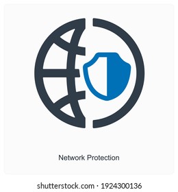 Concepto de icono de protección de red o seguridad de red