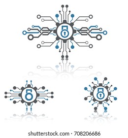 Network protection system template. Security technology element with reflect.