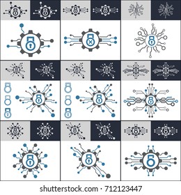 Network protection system template. Security technology. Gear.