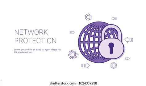 Network Protection Web Banner With Copy Space Online Security Concept Vector Illustration