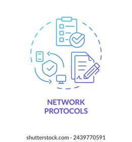 Network protocols blue gradient concept icon. System administration, data transferring. Personal privacy, cybersecurity. Round shape line illustration. Abstract idea. Graphic design. Easy to use