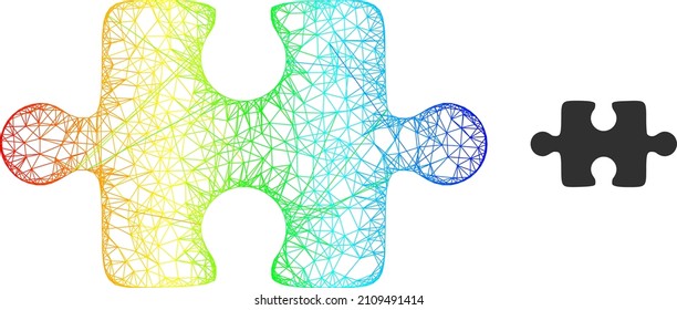 Network puzzle item carcass icon and spectral gradient  Vibrant carcass network puzzle item icon  Flat frame created from puzzle item pictogram   crossing lines 