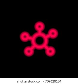 Network red glowing neon ui ux icon. Glowing sign logo vector