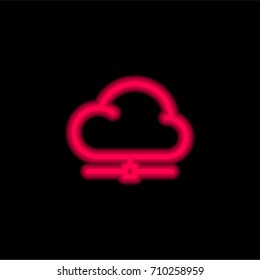 Network red glowing neon ui ux icon. Glowing sign logo vector