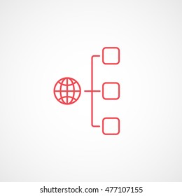 Network Red Line Icon On White Background