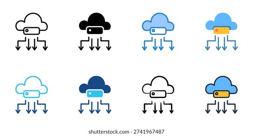 Network Redundancy icons set multiple style collection. Editable stroke 
