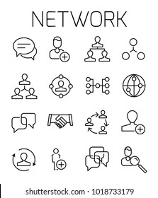 Network related vector icon set. Well-crafted sign in thin line style with editable stroke. Vector symbols isolated on a white background. Simple pictograms.