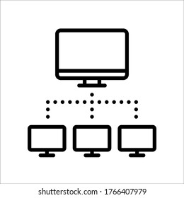 Network. Remote job, home office, work from home. Vector line icon. Editable illustration. Pictogram.