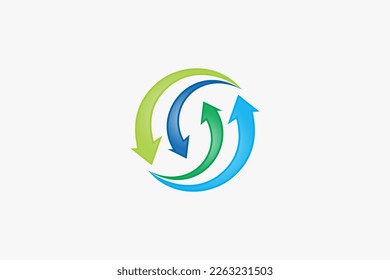 Network rotate arrow logo concept vector design template