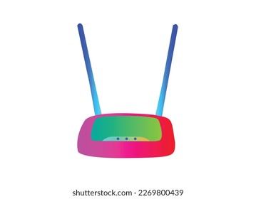 Netzwerkrouting 3D isometrisch. WLAN-Router, drahtloses Breitbandmodem mit Antennen in der vorderen und perspektivischen Ansicht. Routerliniensymbol, Umriss- und Vollvektorlogo, lineares Piktogramm einzeln
