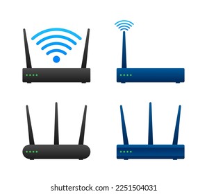 Network Router 3D WiFi Router. Internet service wireless router. Vector stock illustration.