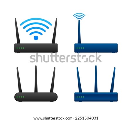 Network Router 3D WiFi Router. Internet service wireless router. Vector stock illustration.