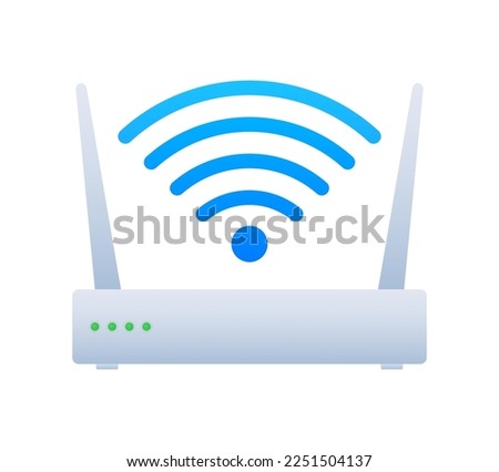 Network Router 3D WiFi Router. Internet service wireless router. Vector stock illustration.