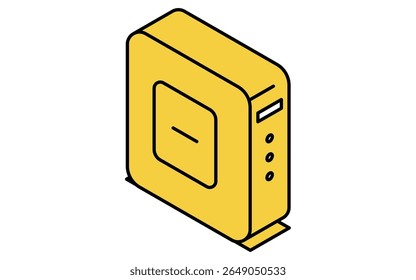 Network router isometric line icon with wireless signal and ports, Vector Illustration