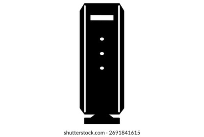 Ícone de linha de roteador de rede com portas e sinal wireless, preto e branco, Ilustração de vetor