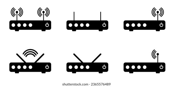 Network, router related signal. Wifi router icon. Connect, plug to internet service wireless sign. For 4G or 5G connection. Digital, modem or ethernet router. Wireless broadband modem with antennas