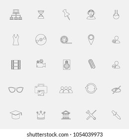 network, sand clock, pin, location, call center, lab, window, user add, user remove, team, eyeglasses, ban, crown, pipette, graduation, no photo icons vector set