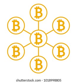 Network scheme bitcoin, database icon. Vector illustration
