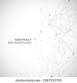 Network science polygonal triangle. Geometric wallpaper line. Shape data atom graphic. Abstract vector polygon background