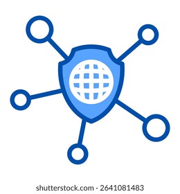 Network security blue color icon. Simple vector icon design in blue color style. Editable vector format