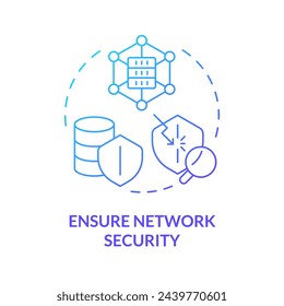 Network security blue gradient concept icon. Data encryption, privacy. Vulnerability protection, assessment risk. Round shape line illustration. Abstract idea. Graphic design. Easy to use
